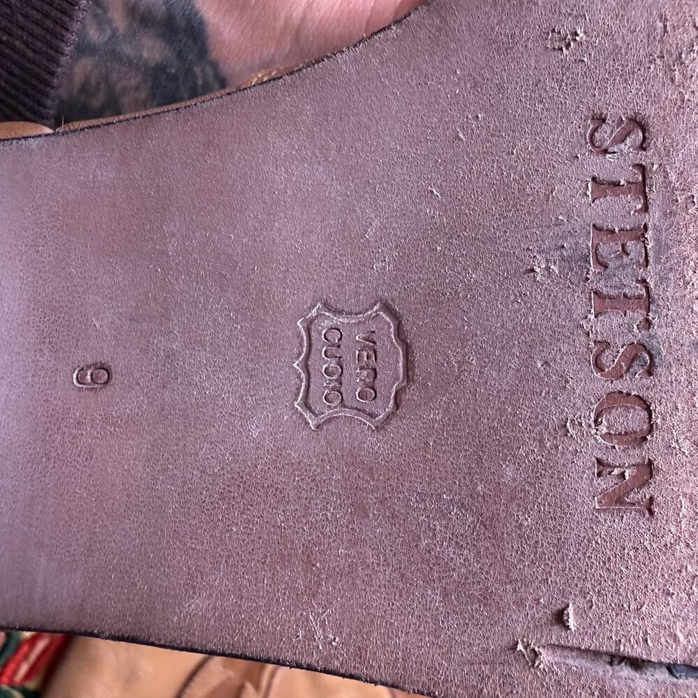 Vintage Stetson Casey Tan Leather Cowboy Boots Womens 9B Made In Brazil Western - Picture 2 of 11